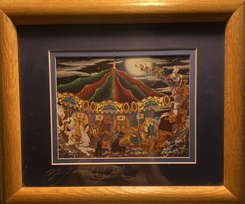Markus Willis Midnight Flight Oil Painting, Signed, Glitter, Matted & Framed