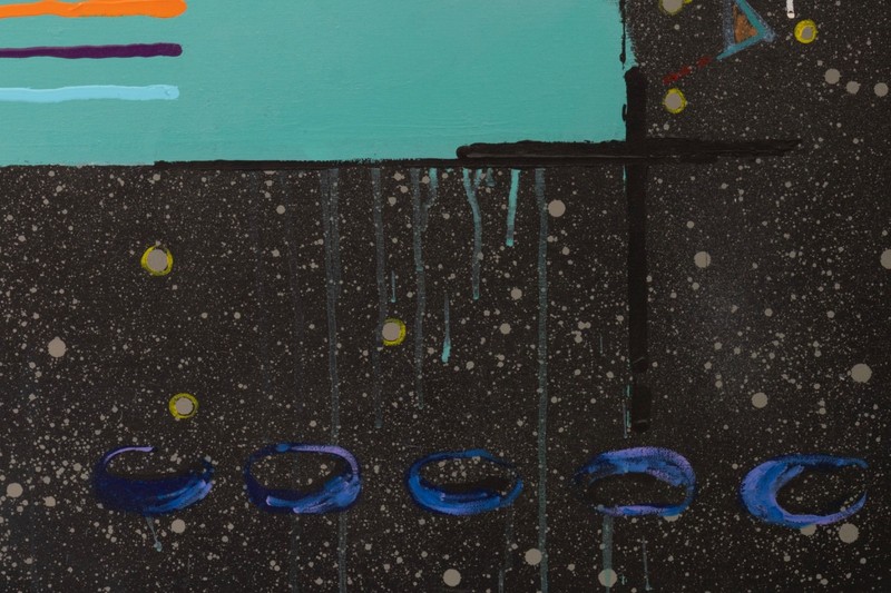 Karen Egren – Untitled 1983 Signed Acrylic on Canvas Memphis Postmodern Painting gallery