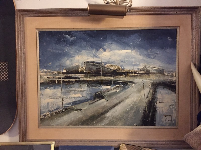 "Venetian Harbor" Sergio Gaggetta, Italian Futurist, shop Studio TORNO gallery