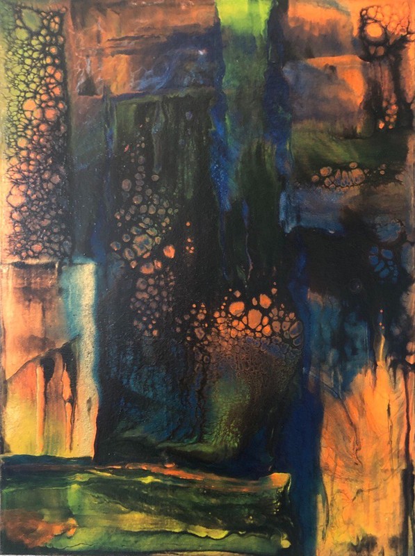 Acrylic Pour Painting Original ART on panel 16×12