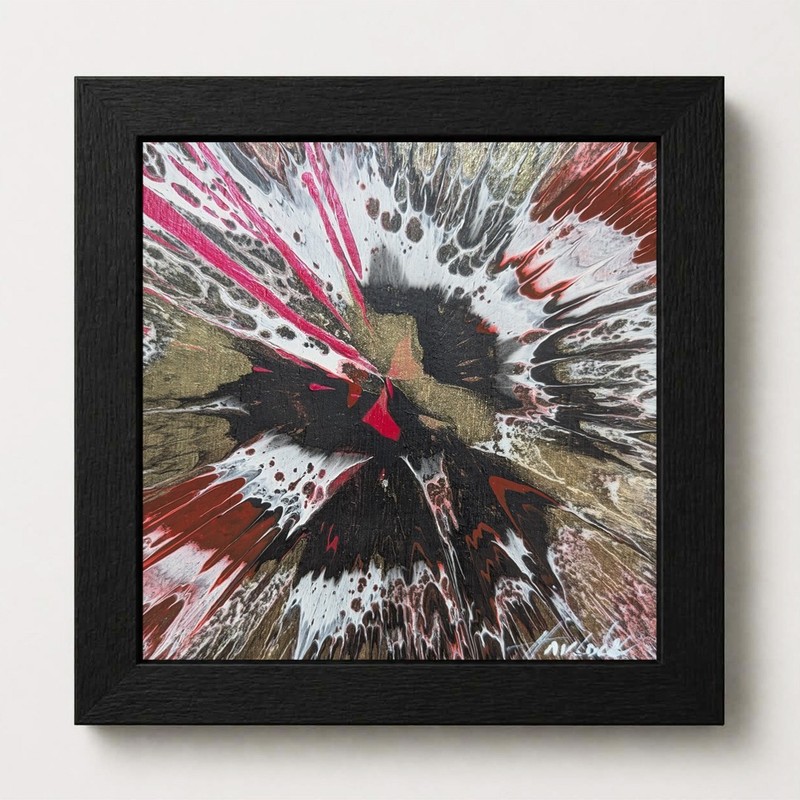 HAVLOCK Blood & Money 6×6 Modern Abstract Spin Art Painting Framed Signed COA