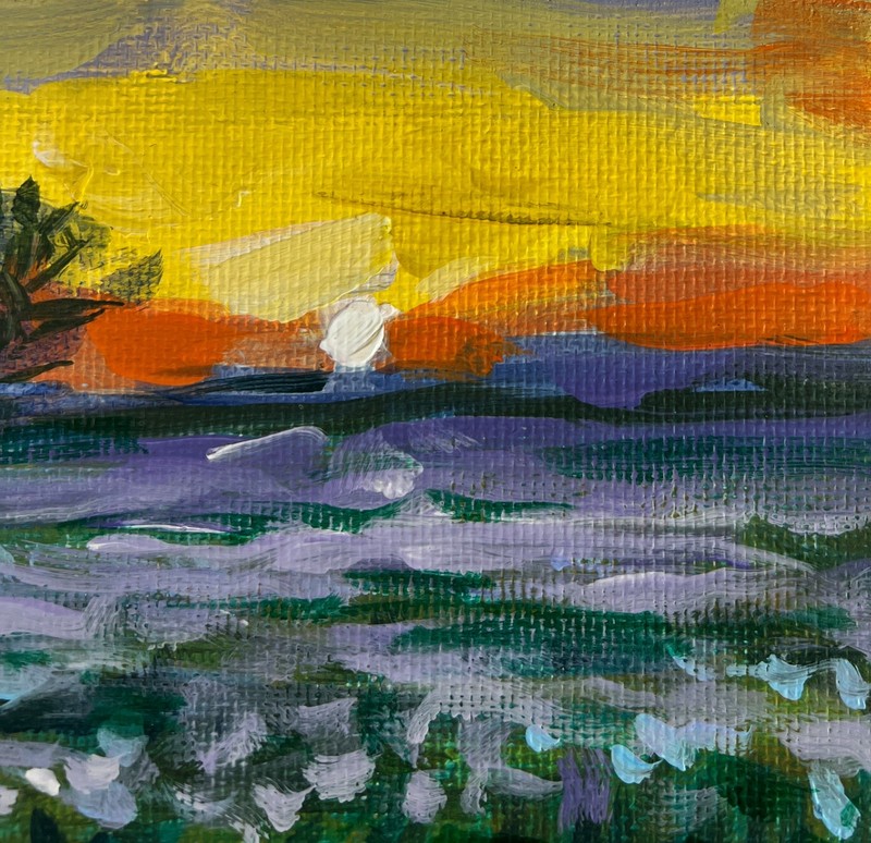Acrylic Painting Sunset And Chamomile Field M. Patskan Original nAAA4873 gallery