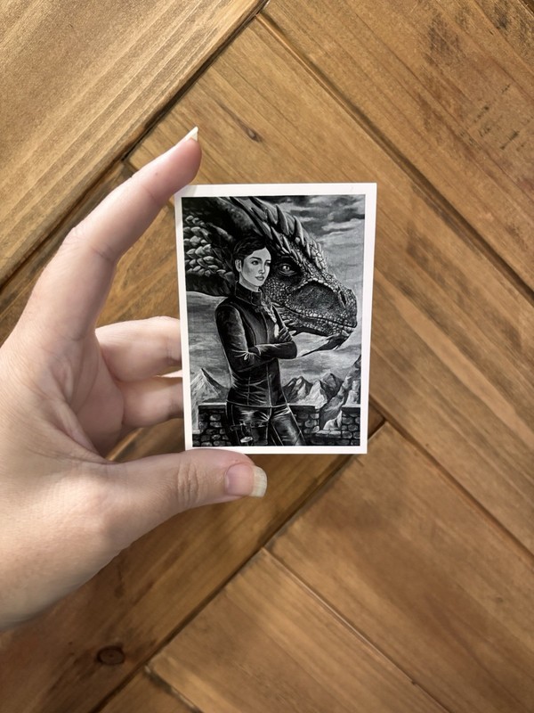 ACEO Original PRINT of ‘Dragon Rider’ by Alex May Artist Artist Trading Card