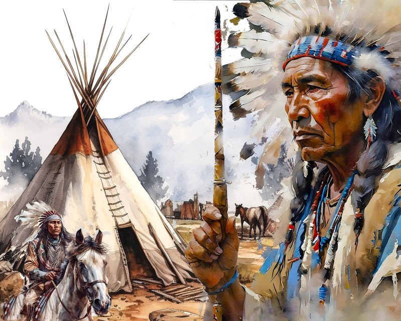 Native American Indian Calling the Spirit Galley Canvas Wrap Wall Art