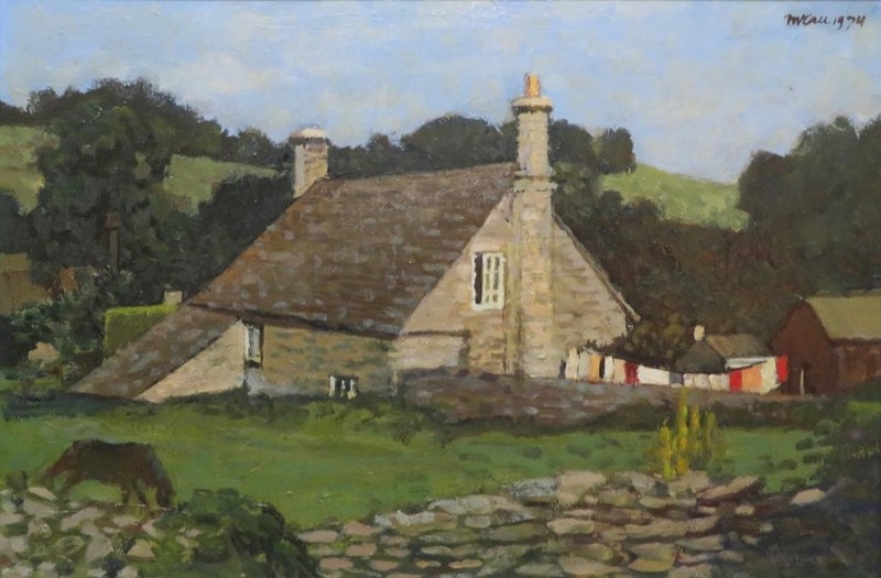 Charles James McCall (1907-1989) British oil painting COTSWOLD COTTAGE LANDSCAPE gallery