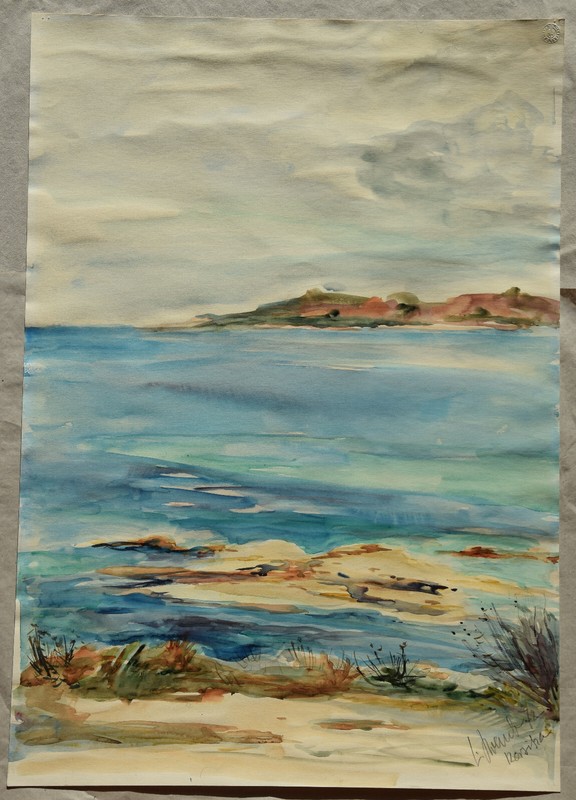 Ludwig Straub 1905-1973 Mannheim/watercolor 1972 Corsica Mediterranean/Seeheim gallery