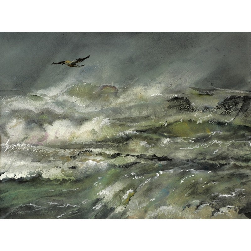 ORIGINAL Painting Impressionism Seascape Storm II 12.2″x16.1 Piter Ilitzky