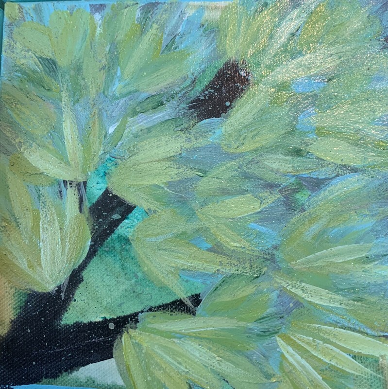 Verde Bella Abstract Painting 4/4 Collection Moody Virgo Arts Ooak