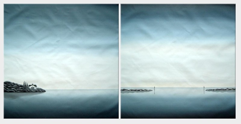 32×64 Small Islands In Sea 2 Canvas Set Oil Painting Decorative Seascape