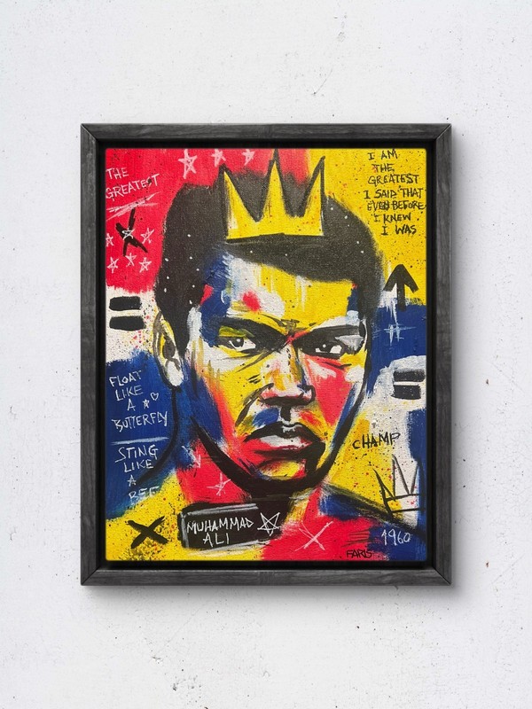 Faris Art-Muhammad Ali -11×14 Neo Expressionism Original Artwork on Canvas