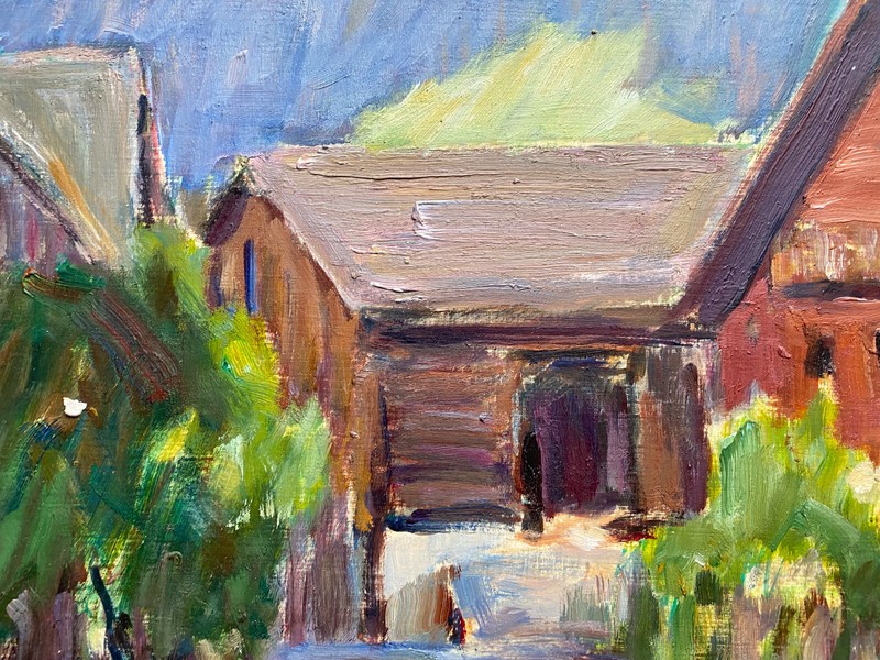 Oil painting Walter Josef Boschan (1911-1984) Sign. Alpendorf with mountain huts gallery