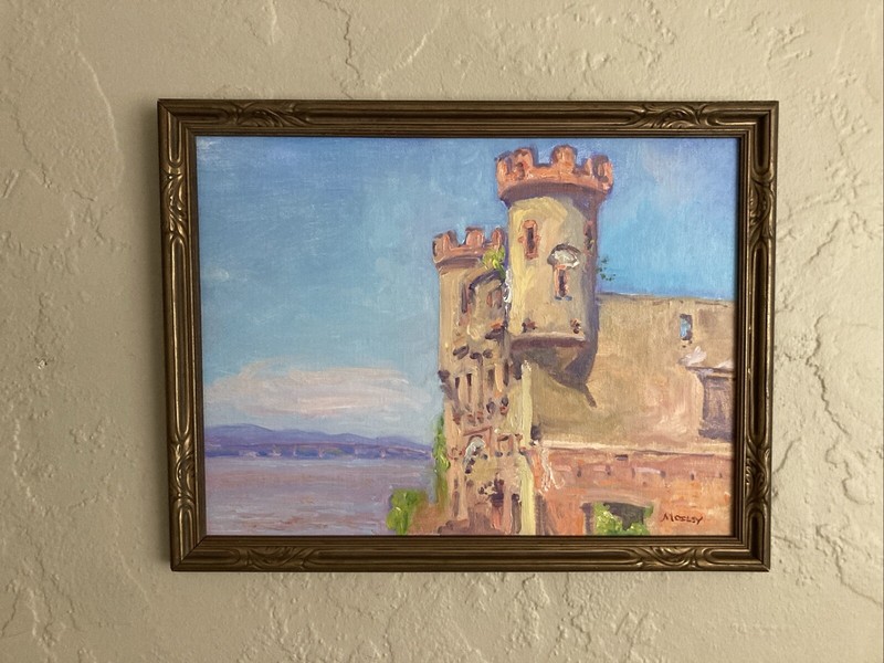 Vintage Original Oil -Plein Air Impressionist Architecture Landscape -Signed gallery