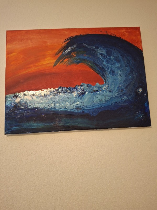 Hand Painted Art SUNSET WAVE 20 X 16 $25! Home decor interior bathroom bedroom