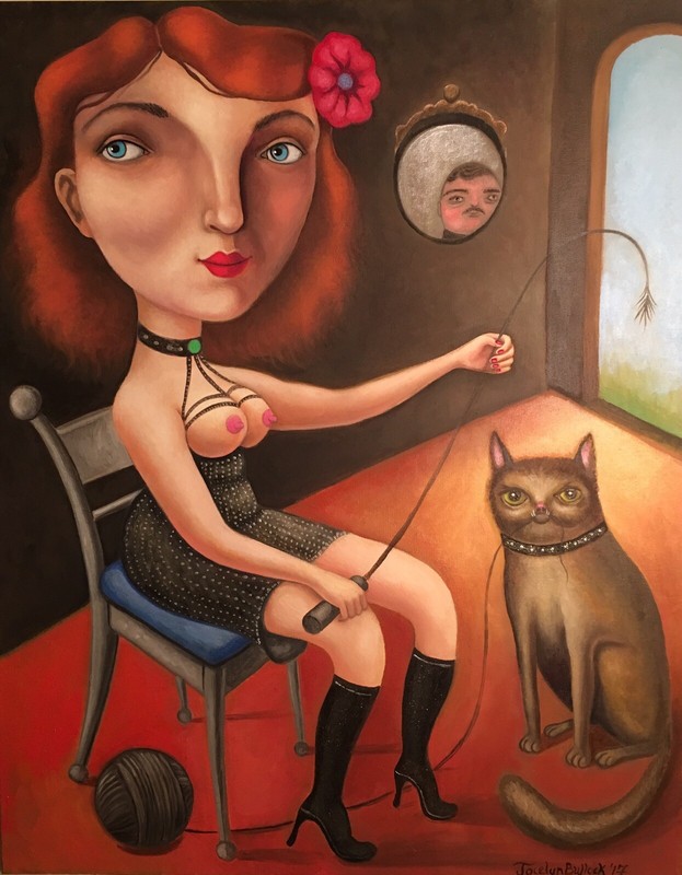 Original Oil Painting DOMINATRIX #2 24 X 30 Jocelyn Bullock Vegan Artist