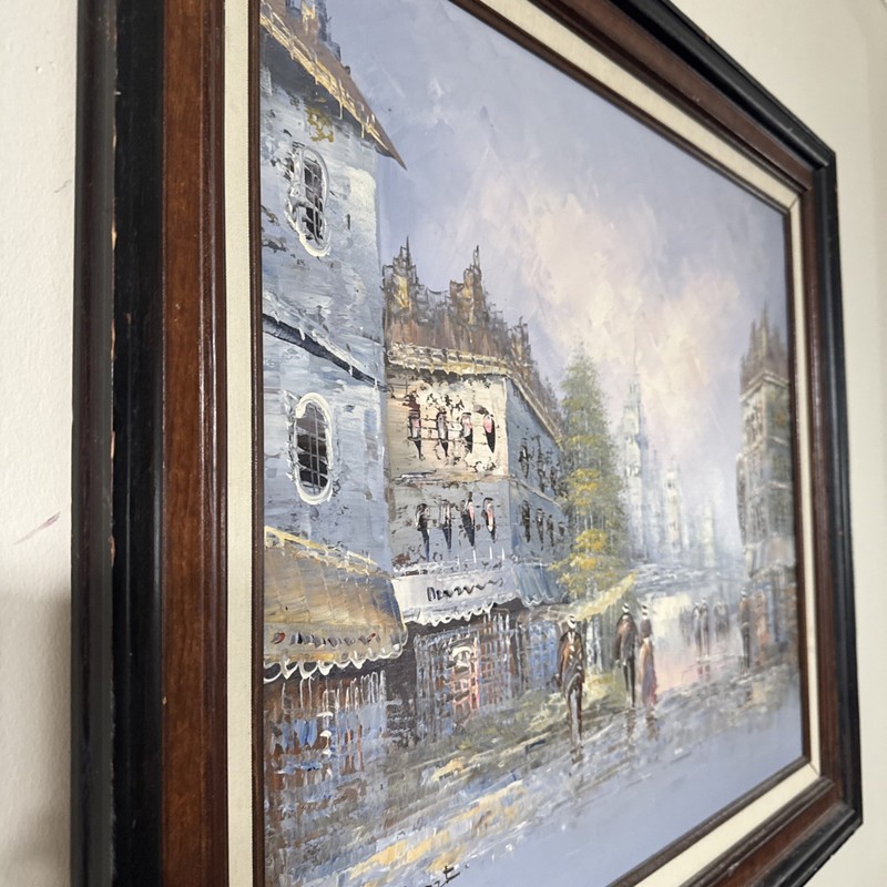 A. Herbert Framed City Reflections Oil Painting on Canvas 30x26” gallery
