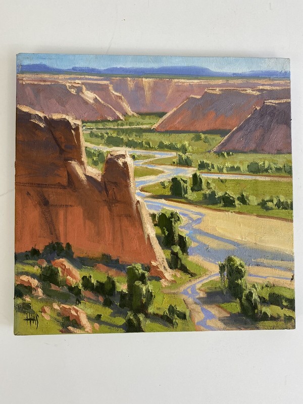 TOM HAAS painting ‘Canyon Cliffs’ – de Chelly 12” X 12” Canvas Original /r