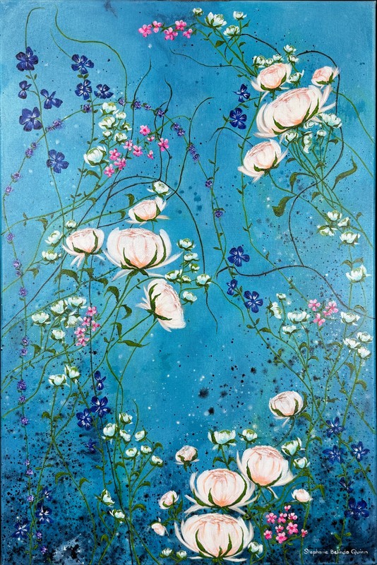 Floral Canvas Painting of Flower Art Floral Artwork Flower Painting Canvas