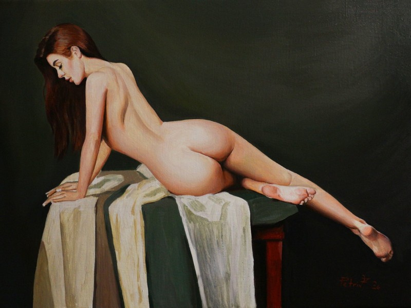 Original Oil Painting on Canvas 16x12in/40x30cm Female Nude Signed 2026