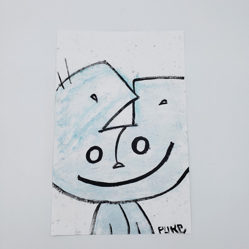 Rusty cat original Graffiti Cat painting on paper by NY graffiti artist PUKE