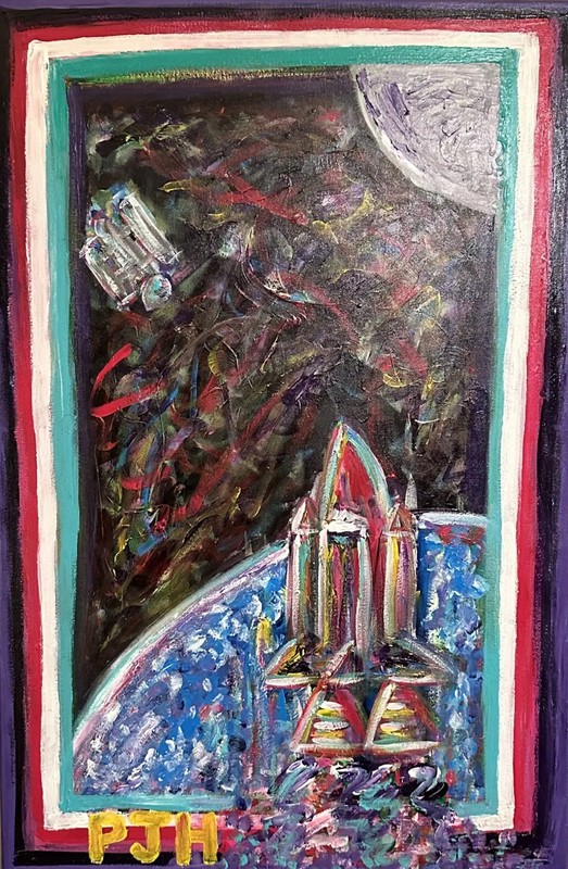 PJH STUDIOS – The Hubble Telescope – Acrylic Painting On Canvas – NASA inspired