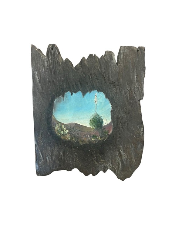 Hand Painted Desert Landscape Textured Wood Wall Mount Home Decor Artist Signed
