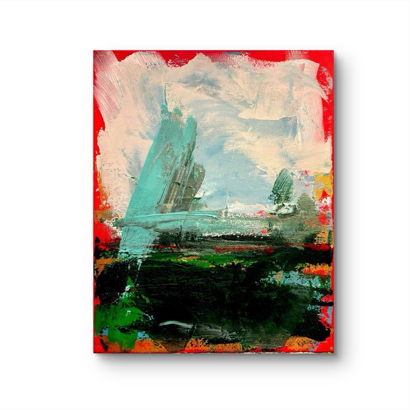 “Sky Dissolves” UNFRAMED Abstract on Сanvas wall-art signed 14×11 Brand New
