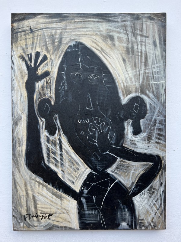 Signed Jean Dubuffet Painting Oil on Canvas stamped