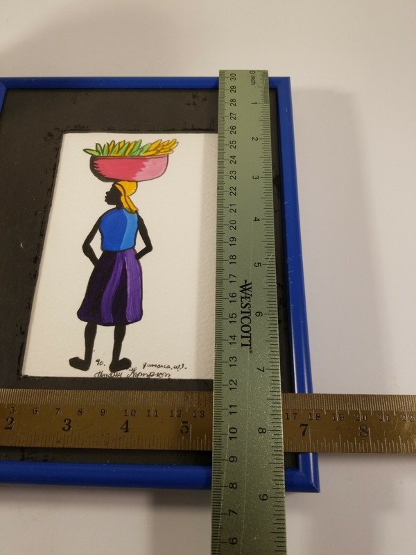 Original Headley Thompson 1990 Miniature Painting Jamaica Signed. Framed. gallery