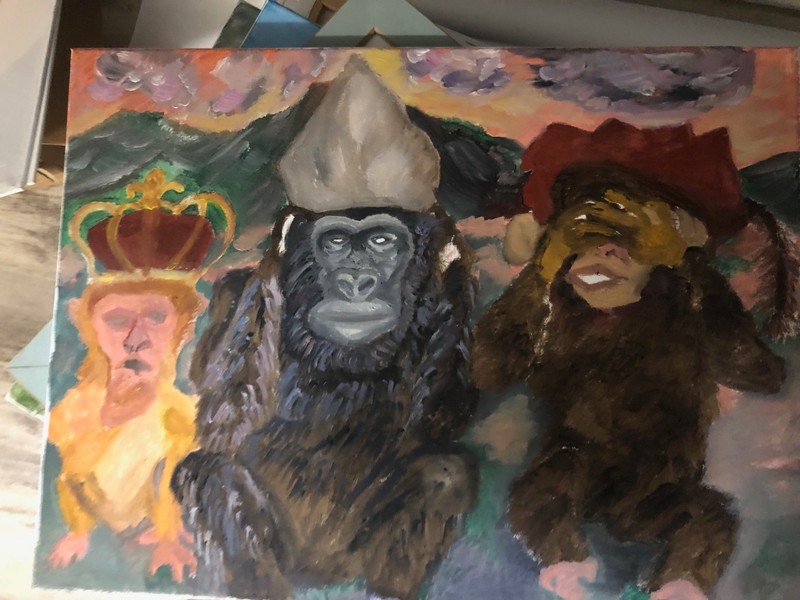 Oil paintings on canvas. Apes. Literature Theme. Will Consider Offers.
