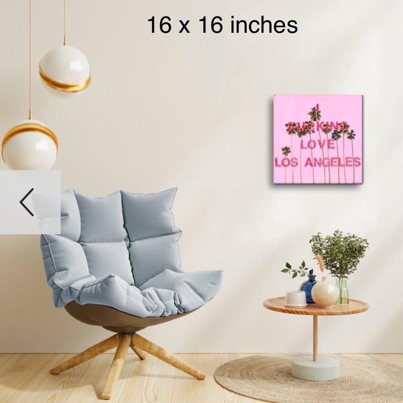 I Love Los Angeles Original Painting Pink Palm Trees Stretched Canvas Art Print gallery