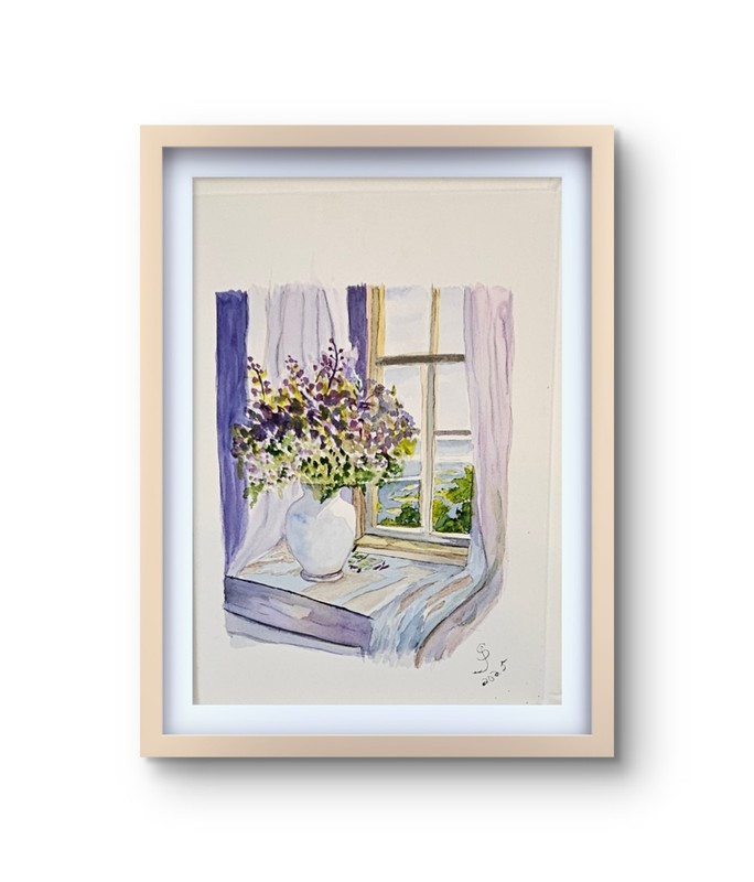Watercolor Window View home decor. Expression Created Just for You