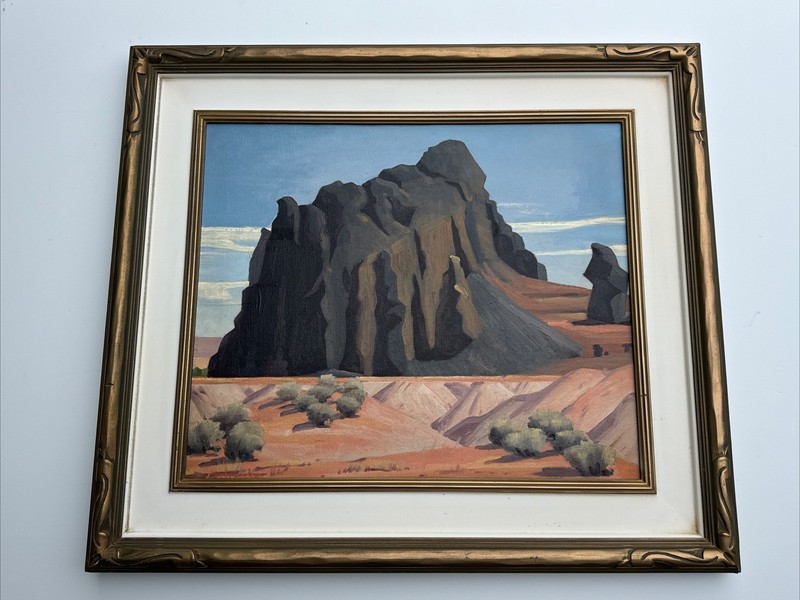 MARTIN SABRANSKY PAINTING DESERT LANDSCAPE ANTIQUE Arizona Black Butte Listed