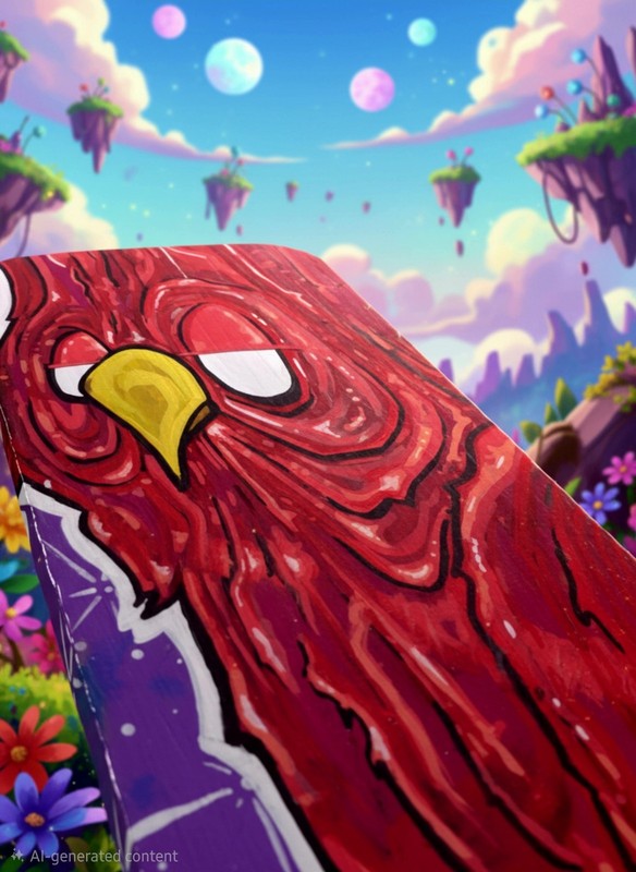 Abstract Red Bird Painting, Cartoon Style, Unframed Single Piece Animal Art gallery
