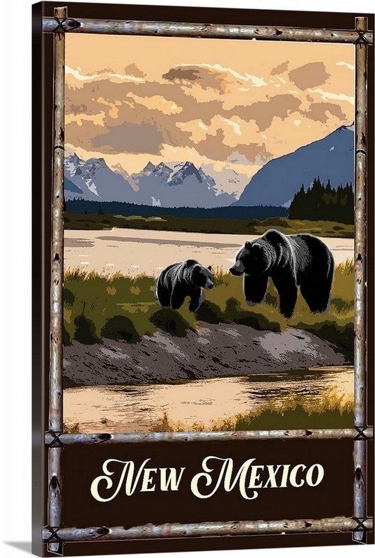 New Mexico Black Bears Travel Poster art Prints Framed Or Canvas Wildlife gallery