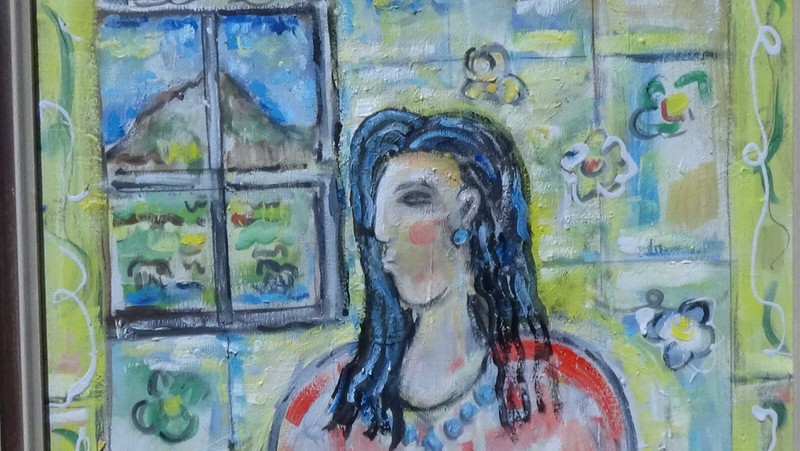 IVAN RANE Figurative abstact Oil on Canvas «Woman At the Taos Window»