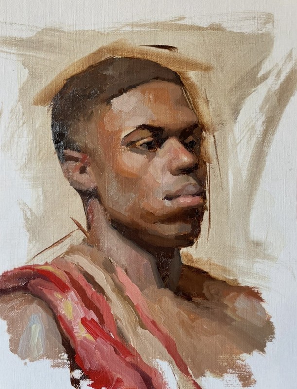 Alla Prima Portrait Study: oil on paper 9×12 young man painted from life