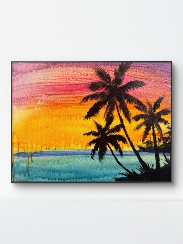 Original Expressionist Art 11×14 Tropical Signed Canvas Vibrant Home Decor 168