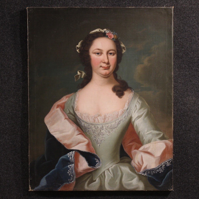 Antique painting noblewoman portrait Austrian artwork oil canvas 19th century gallery