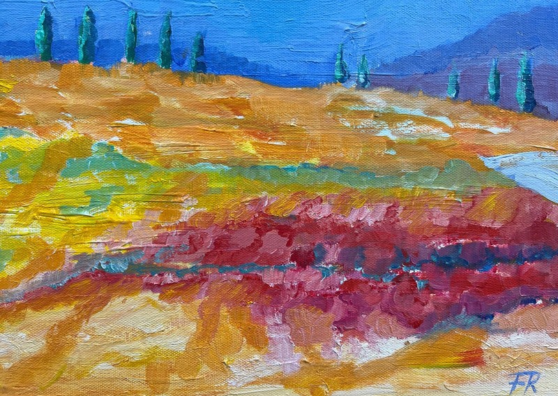 Impressionist Italian Landscape Tuscany Oil Painting Signed gallery