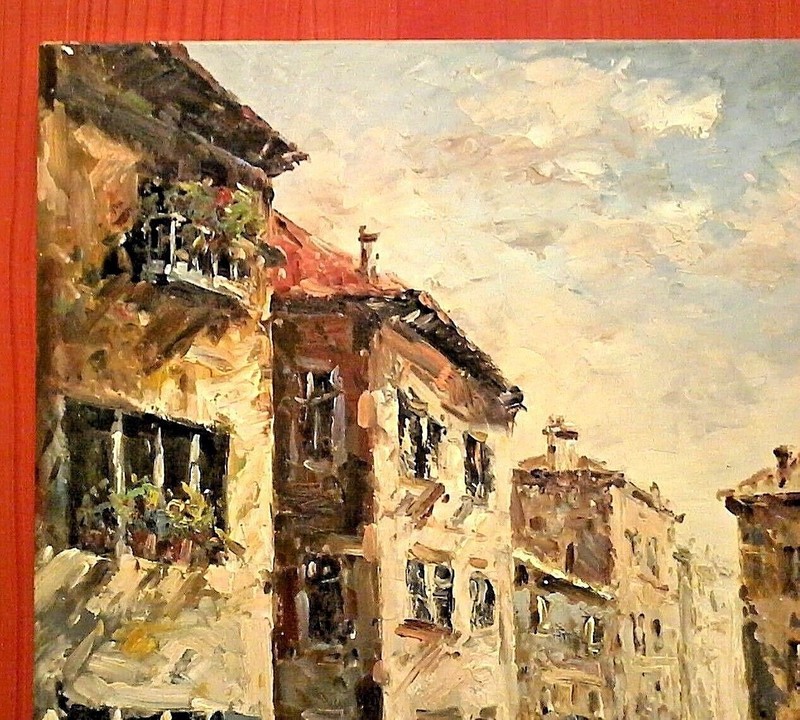 20th C FRESH IMPRESSIONISTIC VENICE BRIDGE Sd R JASMIN ORIGINAL O/C LIGHT & AIRY gallery