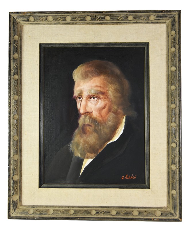 15″ Oil Painting Canvas Old Man Portrait Jolan Szilaghi Hungarian Artist