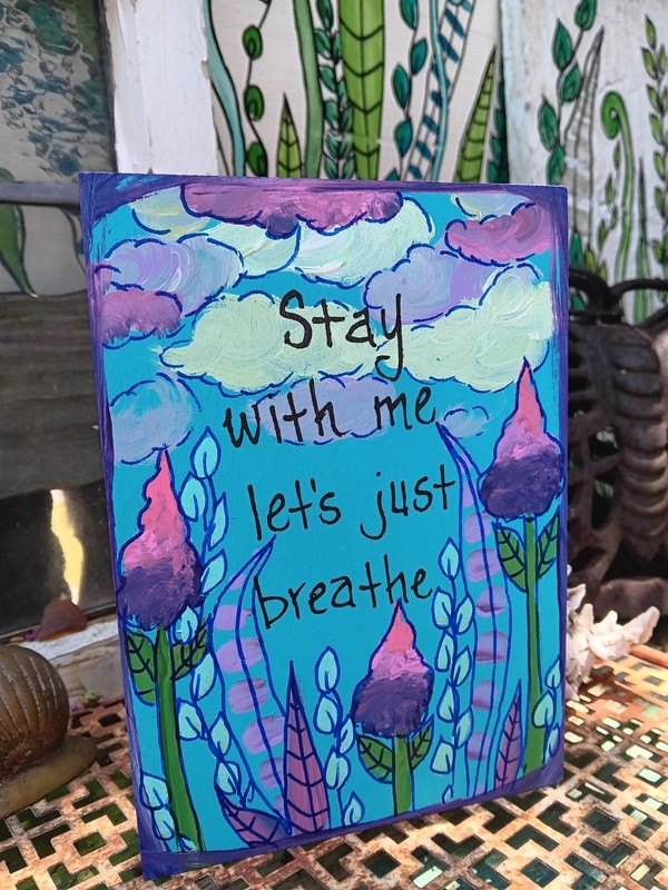 Pearl Jam Just Breathe Song Lyric Painting on 7 x 5" wood panel, Alt Rock Art gallery