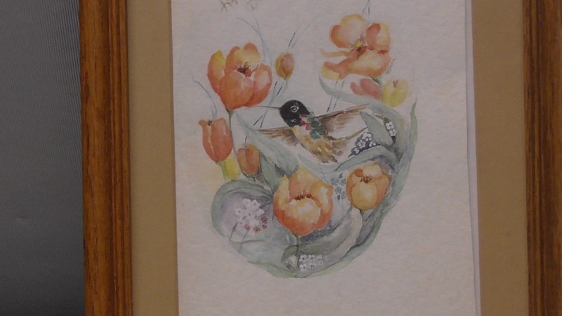 Original Watercolor Hummingbird Painting framed gallery