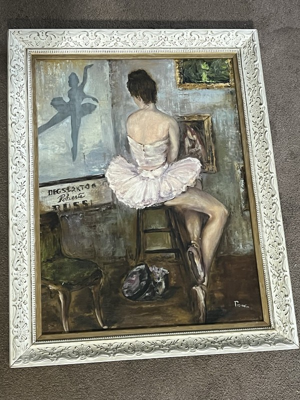 Vintage Original 60s Oil on Canvas Ballerina Dancer 18 X 24 SIGNED BY ARTIST