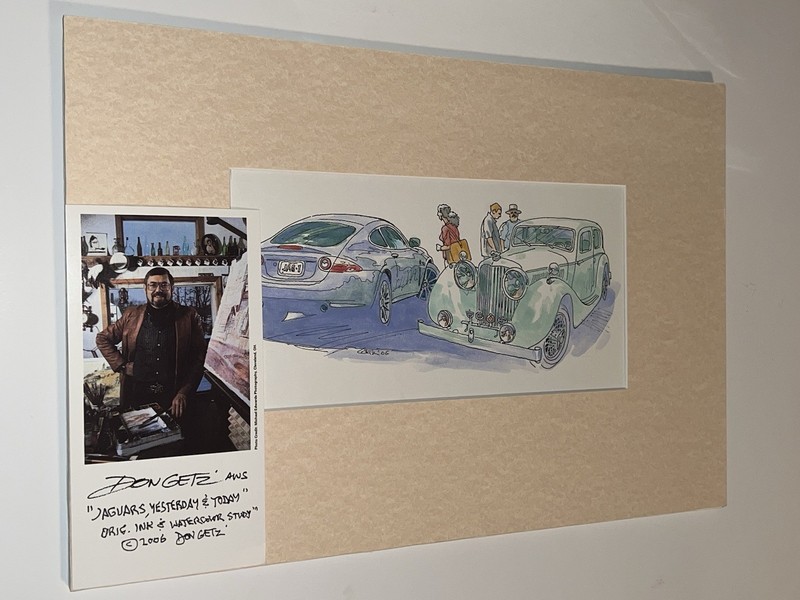 Don Getz Original Ink &water Color Study Jaguars Yesterday And Today Matted