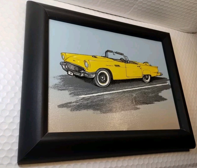Vintage Canvas 1957 Thunderbird Painting By H.Hargrove gallery