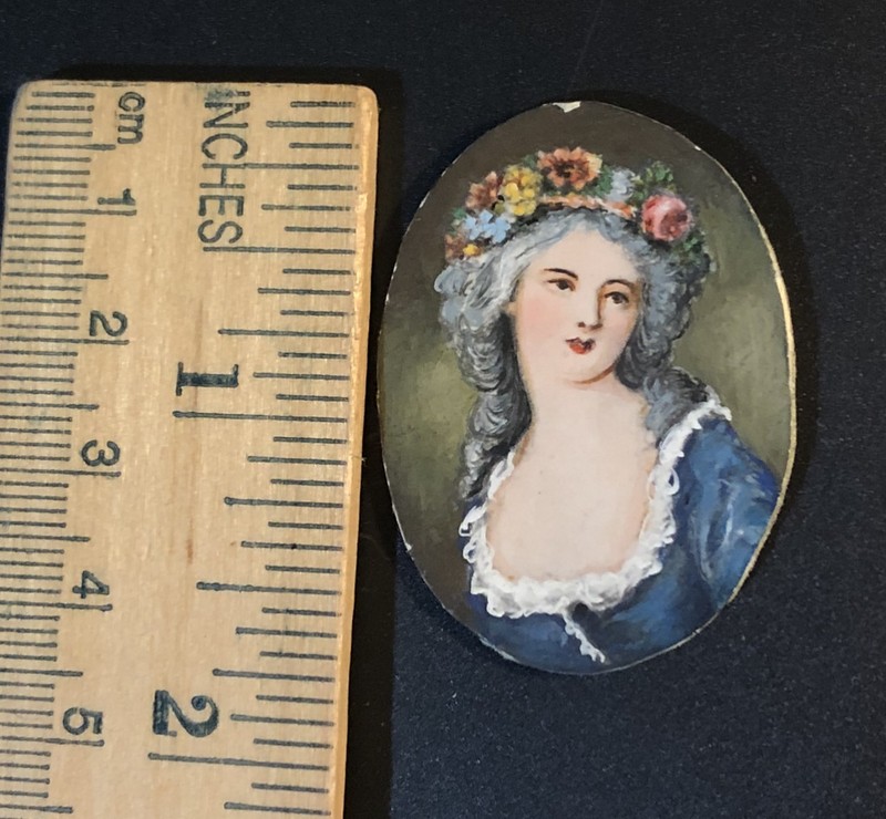 Miniature Portrait Aristocratic18th Century Lady Watercolor for Frame or Brooch gallery
