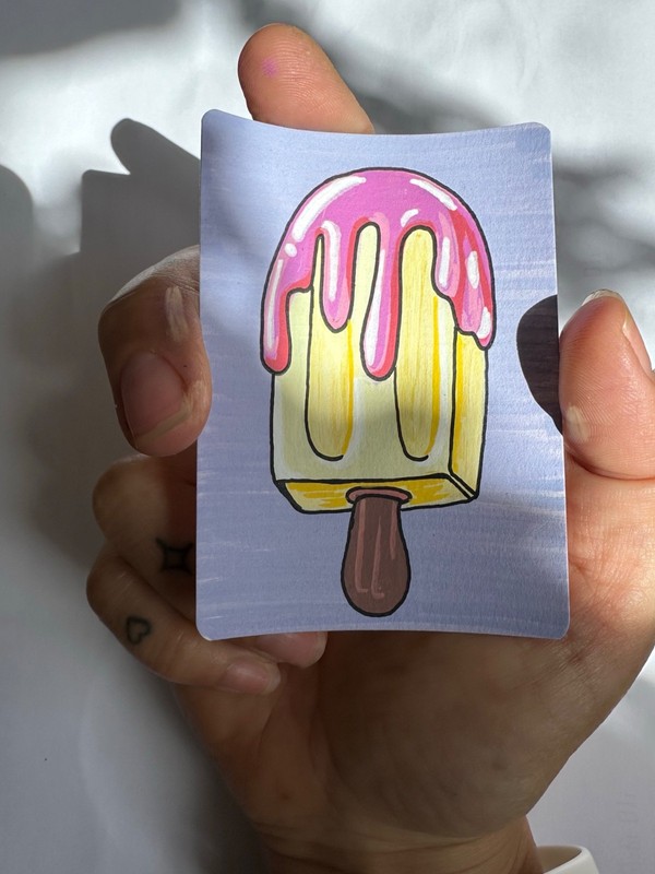 Original ACEO Banana Drip Popsicle Painting OOAK Miniature Pop Art Card gallery