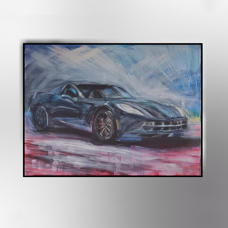 Chevrolet Corvette C7 Race Car Original Painting Racing Stingray 24” Canvas Art gallery