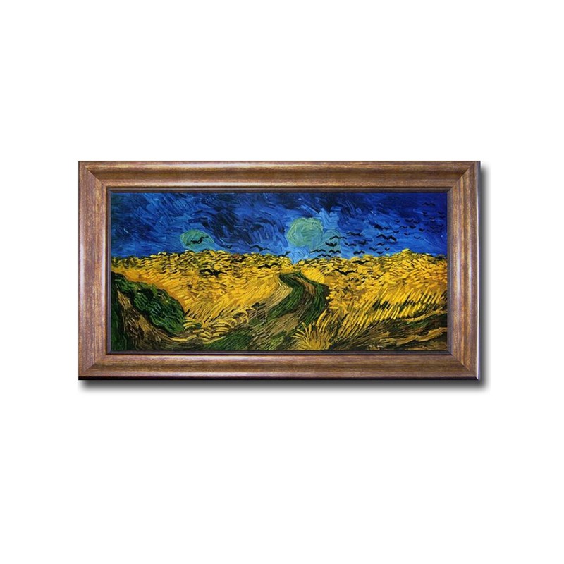 Bronze Framed Crows Over the Wheatfields by Van Gogh Canvas Giclee 16 in x 28 in